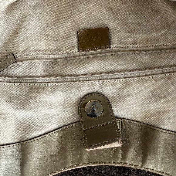 MONOGRAM Large SUKEY GUCCI Tote Gold Leather Trim & GG Gold Charm - Picture 12 of 16